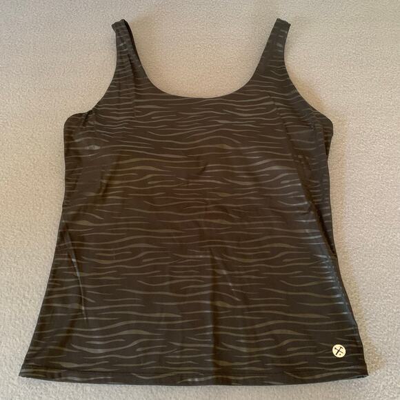 Dixxon Classic Tank Black Zebra Built in Bra Size Large Athleisure Active Wear - Picture 1 of 7